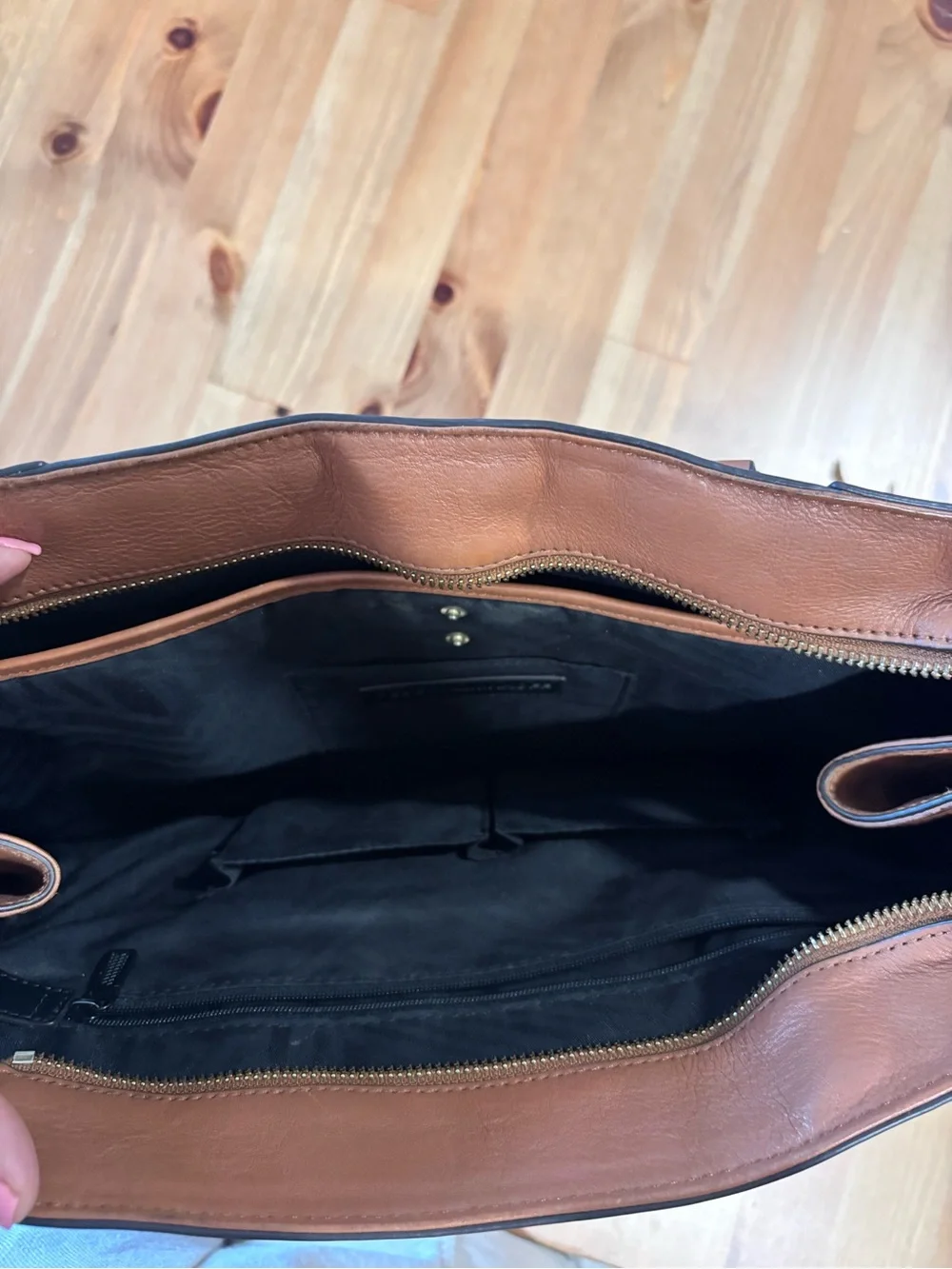 Rebecca Minkoff Cognac Leather Tote with Fringe Accents